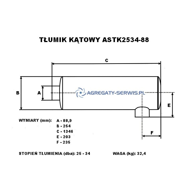 ASTK2534-88 Tłumik Kątowy