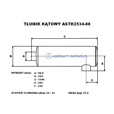 ASTK2534-88 Tłumik Kątowy