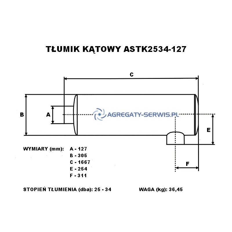ASTK2534-127 Tłumik Kątowy