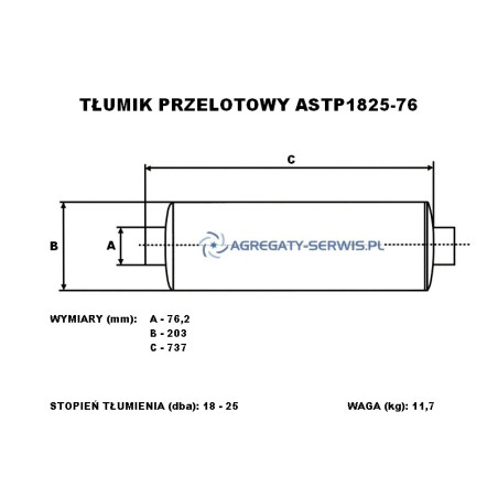 ASTP1825-76 Tłumik Przelotowy
