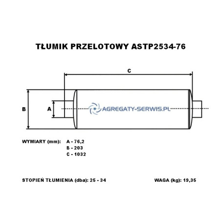ASTP2534-76 Tłumik Przelotowy