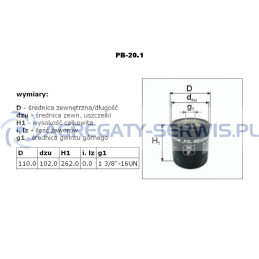 PB-20.1 WF Filter Filtr oleju By-Pass PB201
